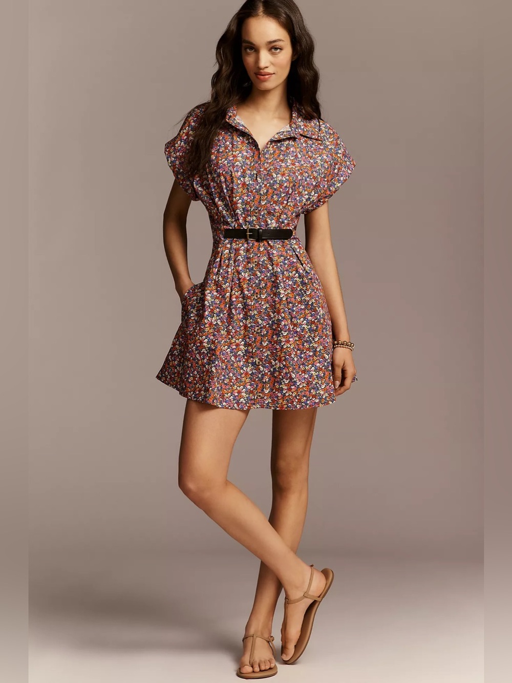 Anthropologie Faye Belted Shirtdress